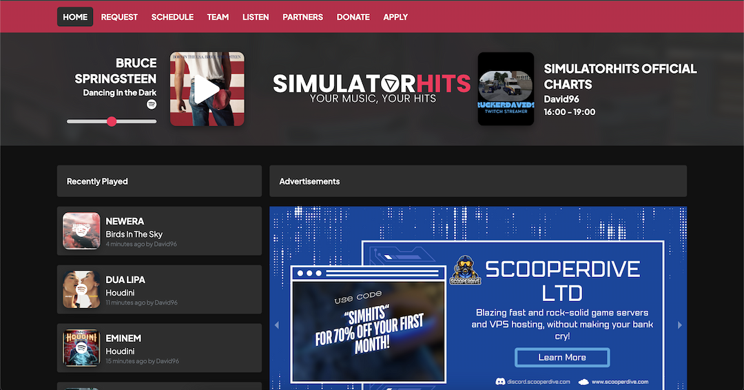 Simulator Hits Website & Panel